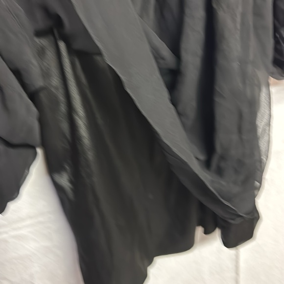 NWT GUESS BY MARCIANO Black Babydoll Mock Neck Sheer Ruffle Sleeve Silk Size M - Picture 10 of 10